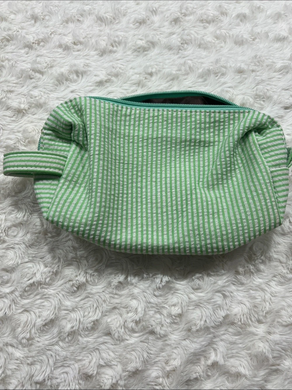 Green Striped Initial J Toiletry Pouch Makeup Bag Cosmetic Bag